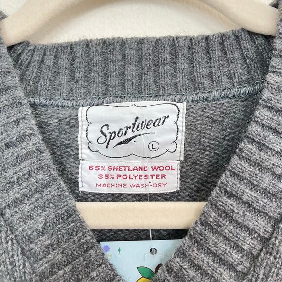 Vintage Sportwear Heather Gray V Neck Sweater - Picture 4 of 4